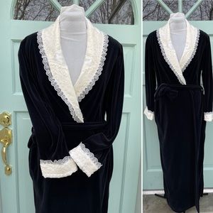 Vintage Christian Dior Women's Dressing Gown Size M Black Lace